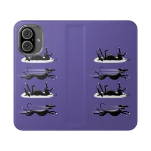 Cartoon Sighthound Flip Cover Phone Case for Dog Lovers