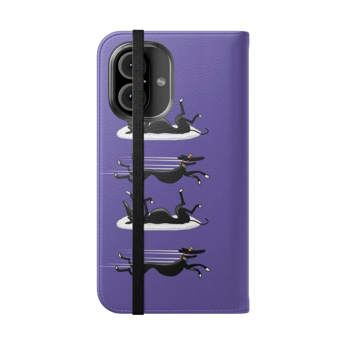 Cartoon Sighthound Flip Cover Phone Case for Dog Lovers