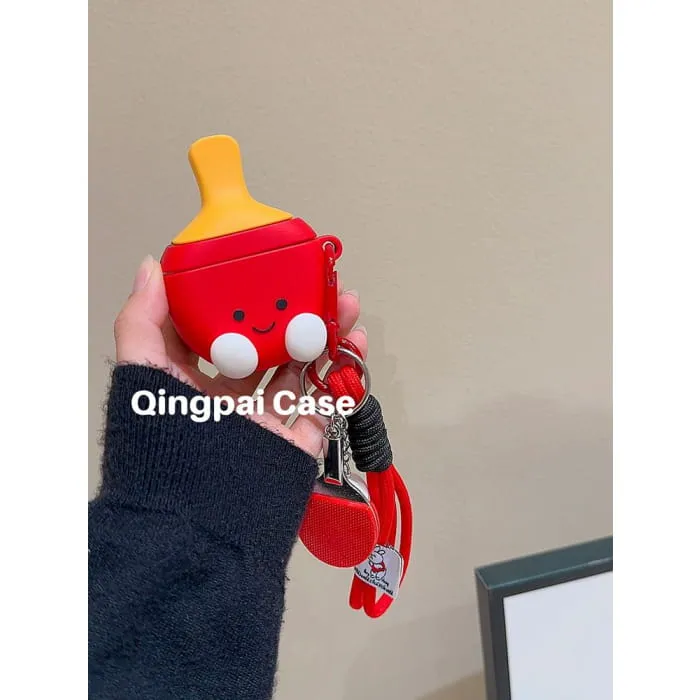 Cartoon Table Tennis Doll Lanyard String Airpods / Pro Earphone Case