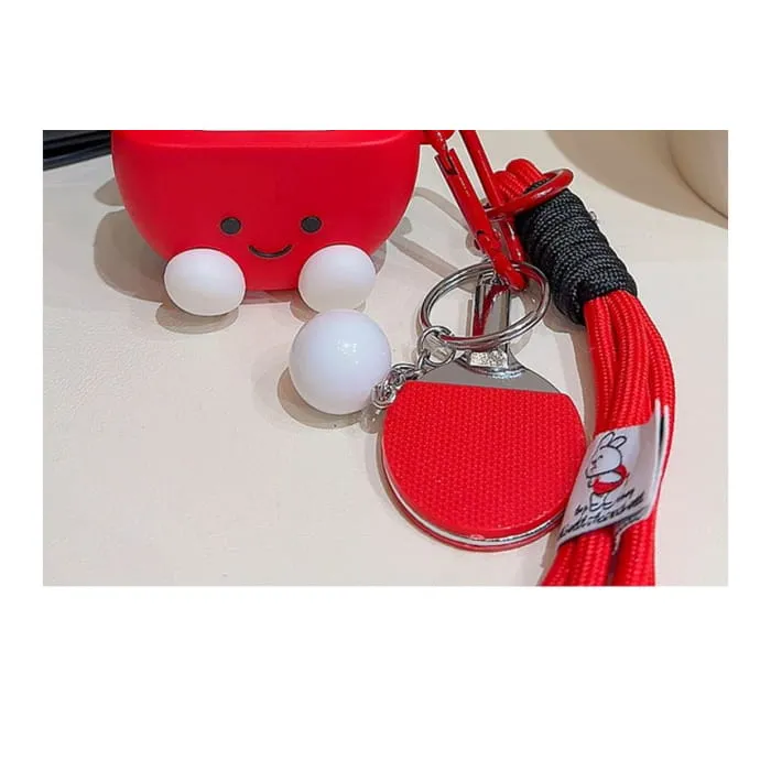 Cartoon Table Tennis Doll Lanyard String Airpods / Pro Earphone Case