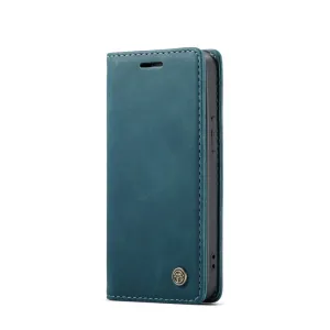 Caseme - iPhone 13 Mini Leather Case Flip Wallet Case with Card Slots - Blue / Green