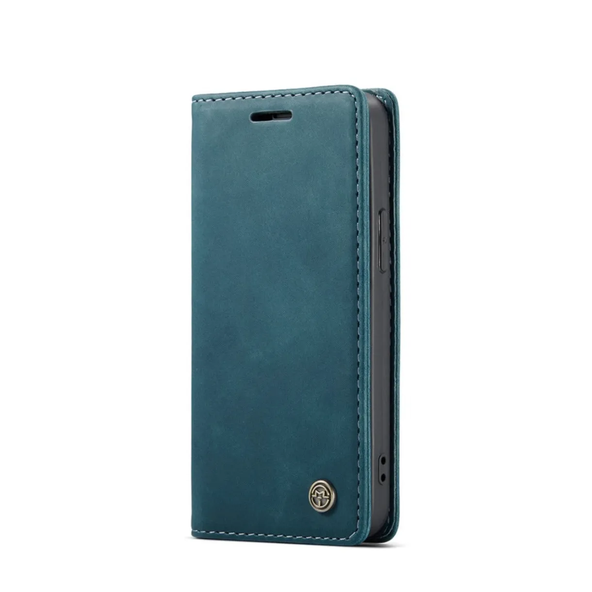 Caseme - iPhone 13 Mini Leather Case Flip Wallet Case with Card Slots - Blue / Green