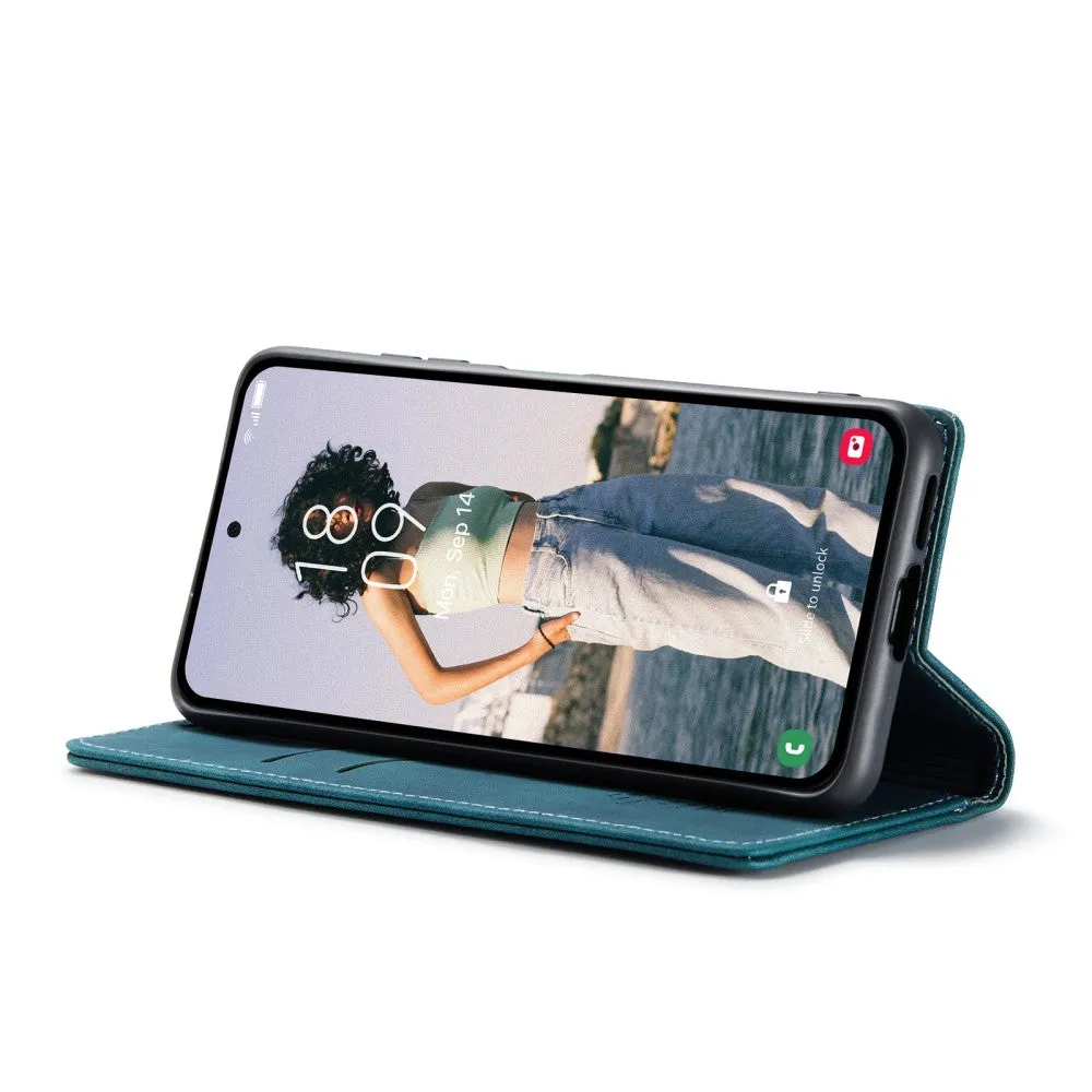 Caseme - Samsung Galaxy A55 Leather Case Flip Wallet Case with Card Slots - Blue