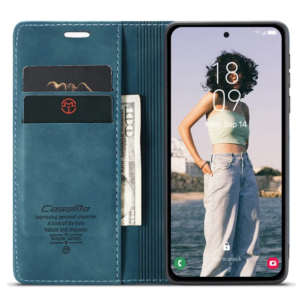 Caseme - Samsung Galaxy A55 Leather Case Flip Wallet Case with Card Slots - Blue