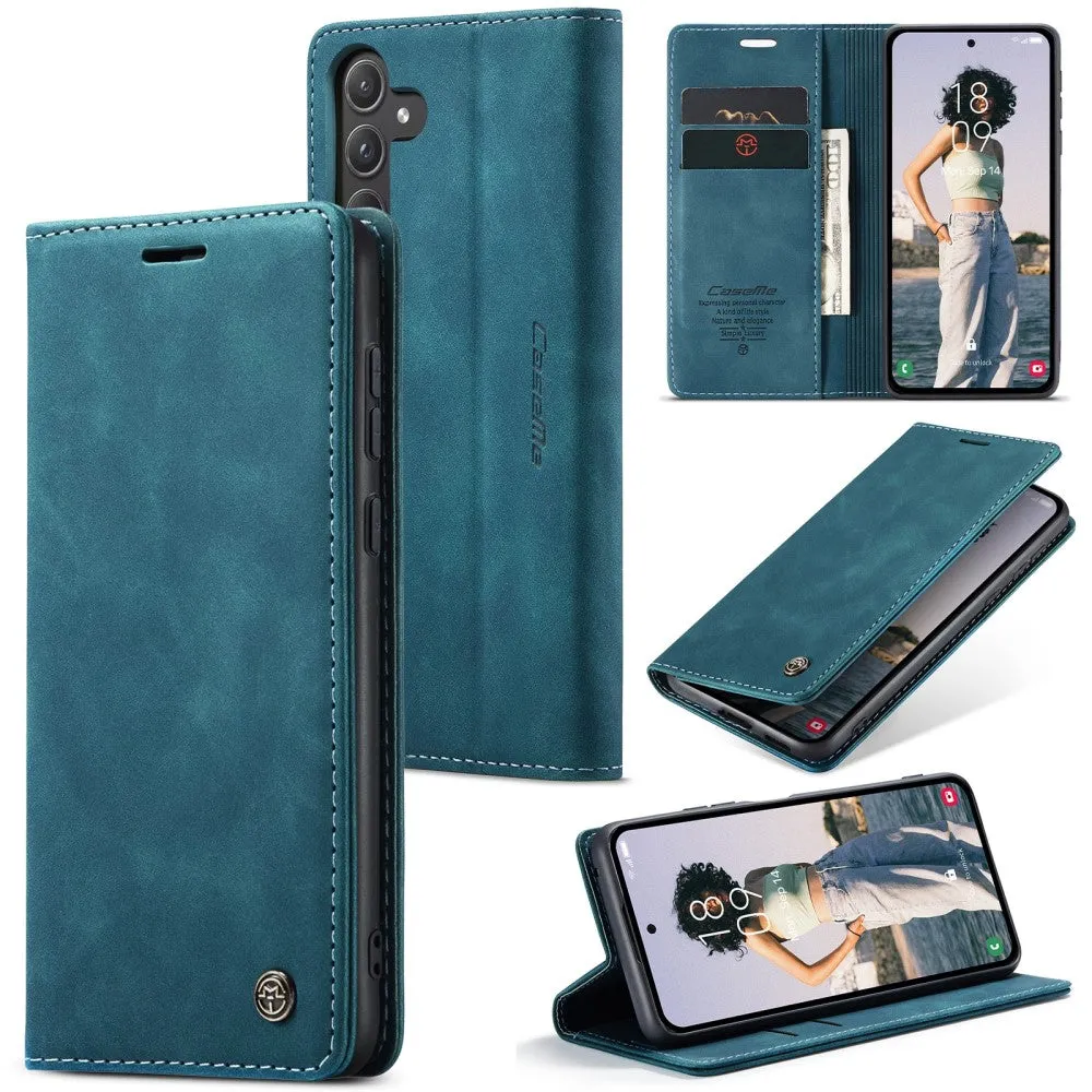 Caseme - Samsung Galaxy A55 Leather Case Flip Wallet Case with Card Slots - Blue