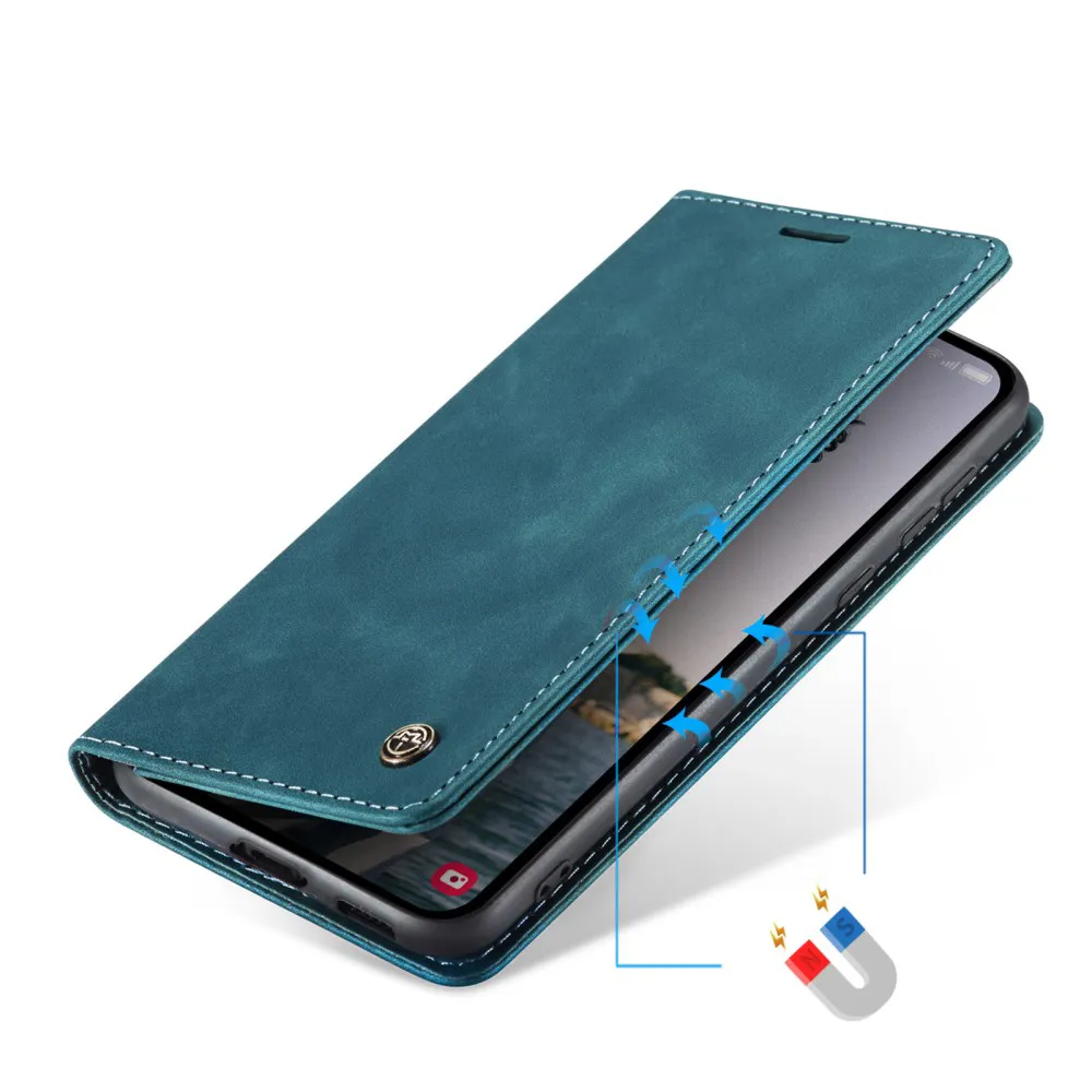 Caseme - Samsung Galaxy A55 Leather Case Flip Wallet Case with Card Slots - Blue