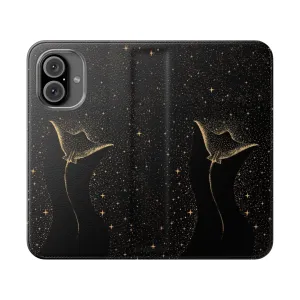Celestial Cosmic Gold Flip Cover Phone Case