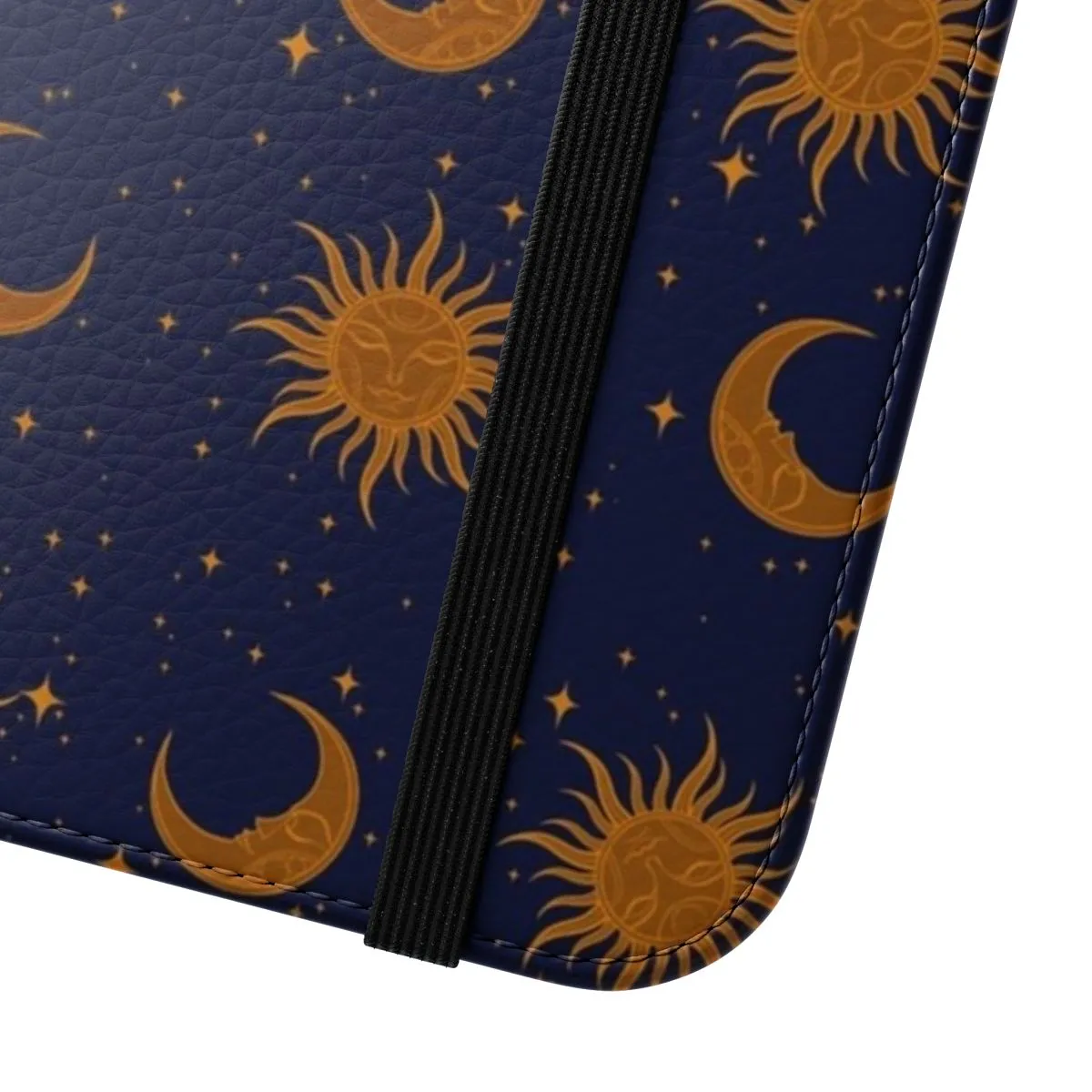 Celestial Smartphone Flip Cover - Sun Moon Stars Pattern