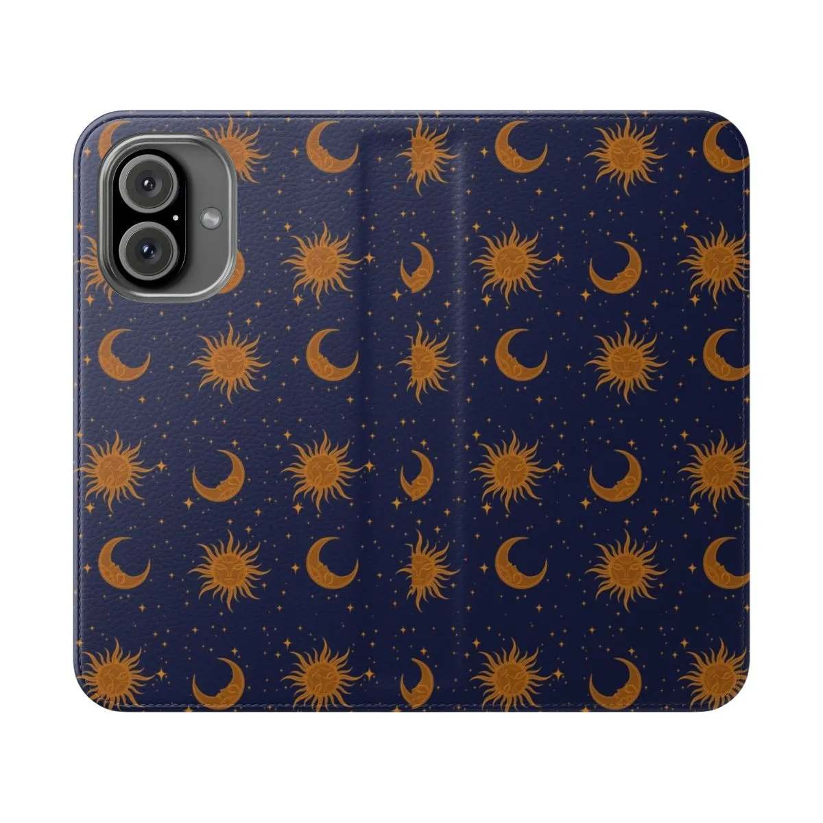 Celestial Smartphone Flip Cover - Sun Moon Stars Pattern