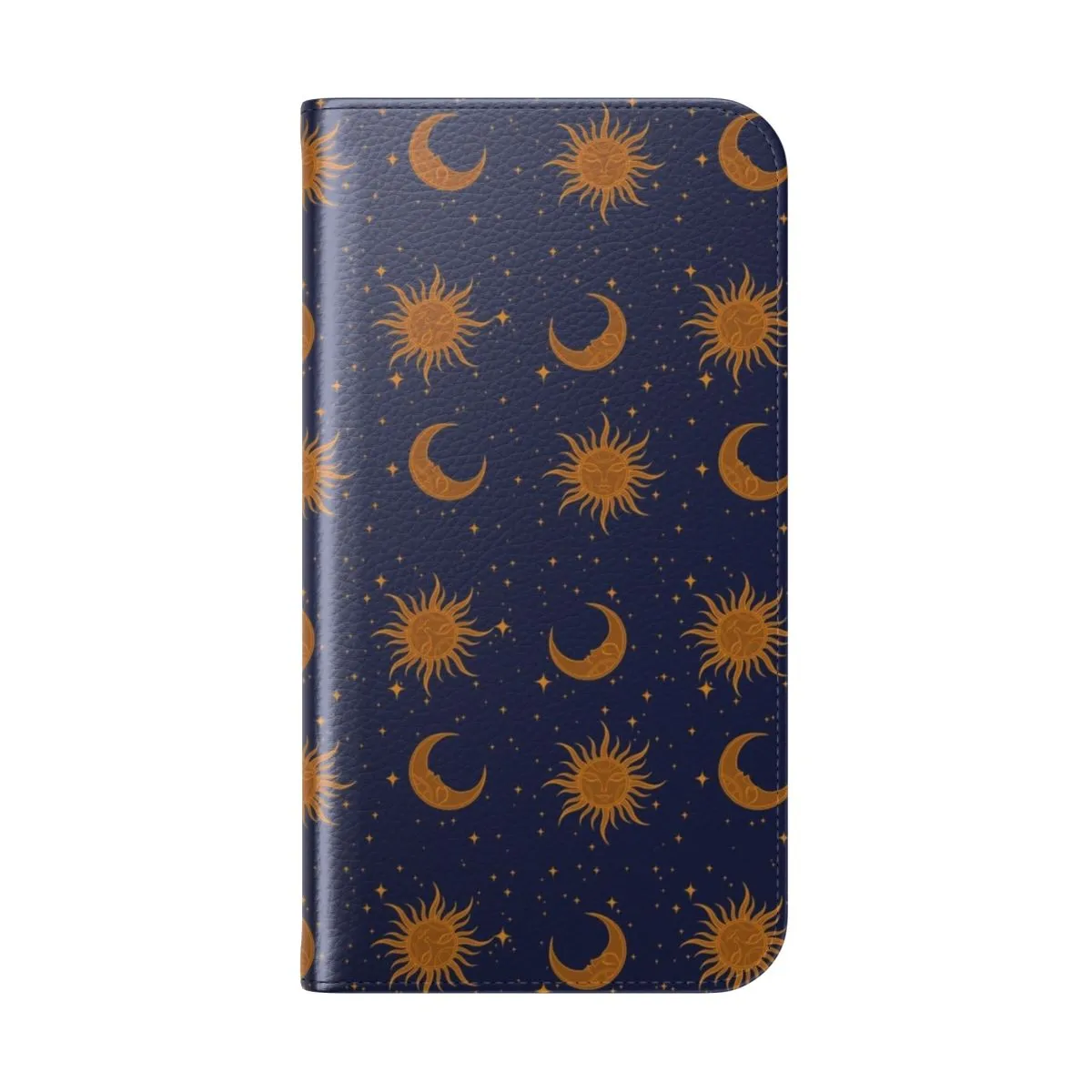 Celestial Smartphone Flip Cover - Sun Moon Stars Pattern