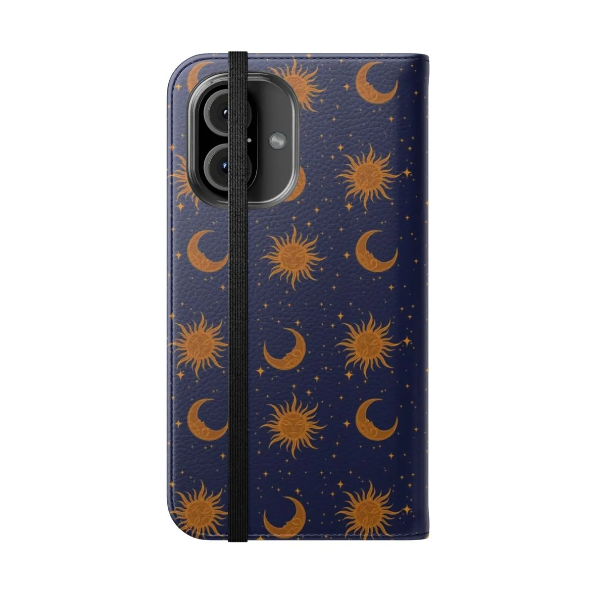 Celestial Smartphone Flip Cover - Sun Moon Stars Pattern