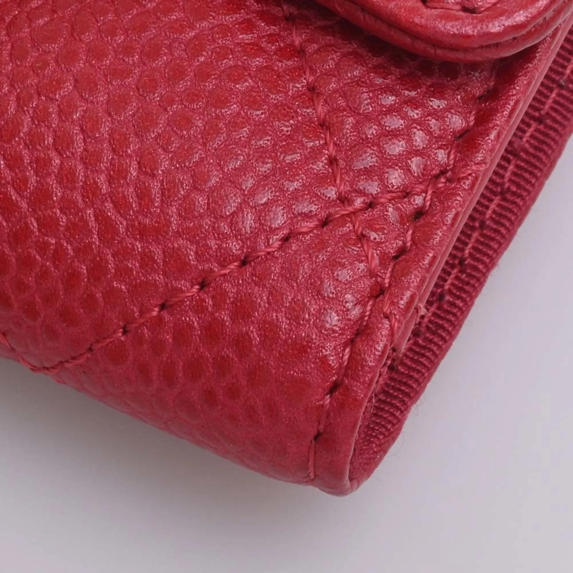 CHANEL Caviar Skin Matelasse Coco Mark 6 Row Key Case Red Ladies