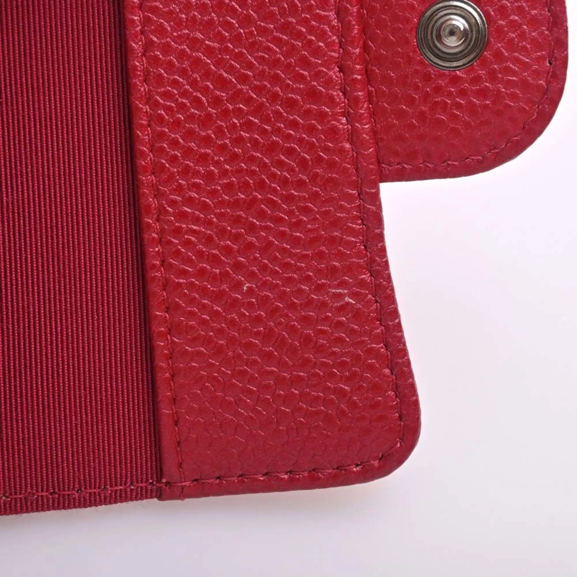CHANEL Caviar Skin Matelasse Coco Mark 6 Row Key Case Red Ladies
