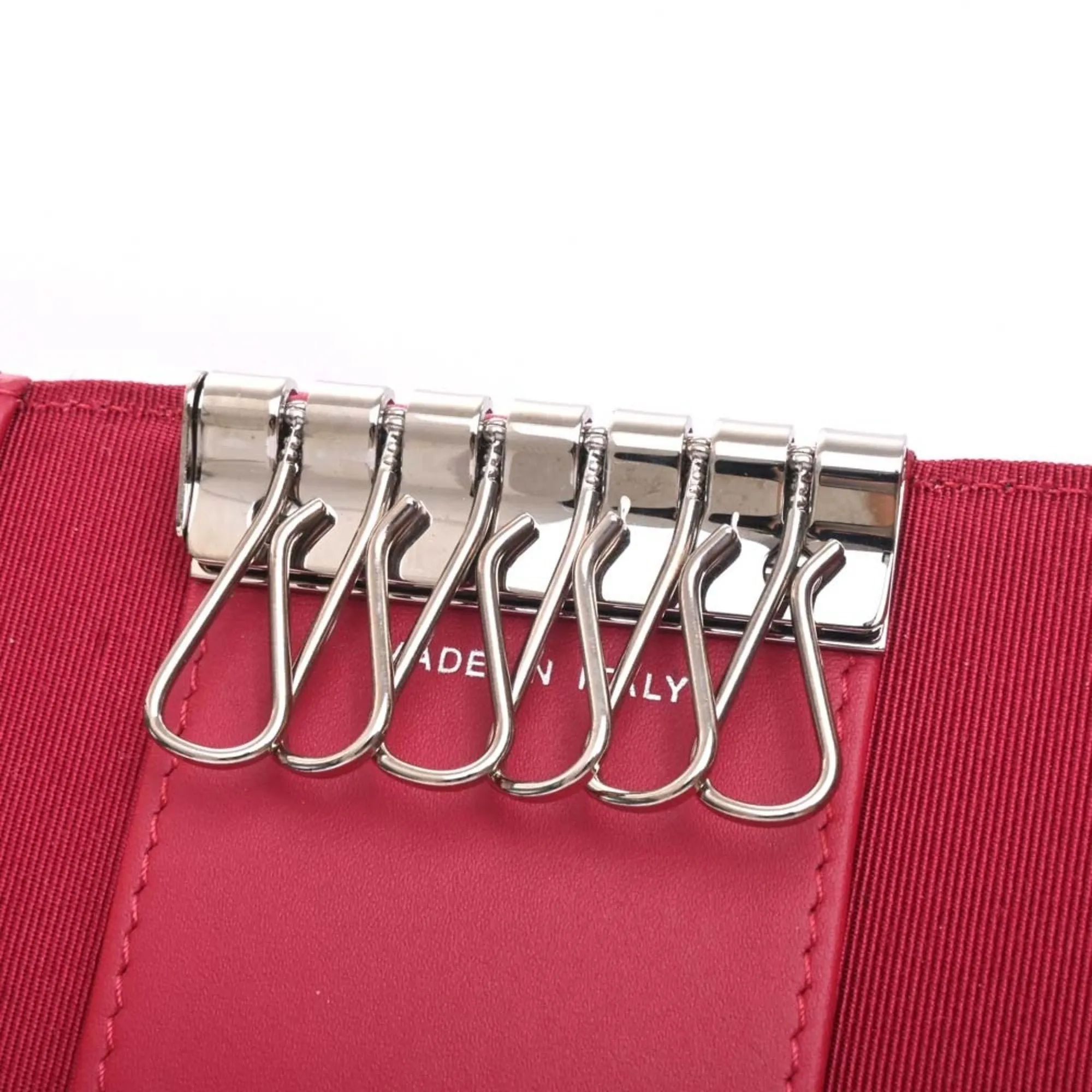 CHANEL Caviar Skin Matelasse Coco Mark 6 Row Key Case Red Ladies