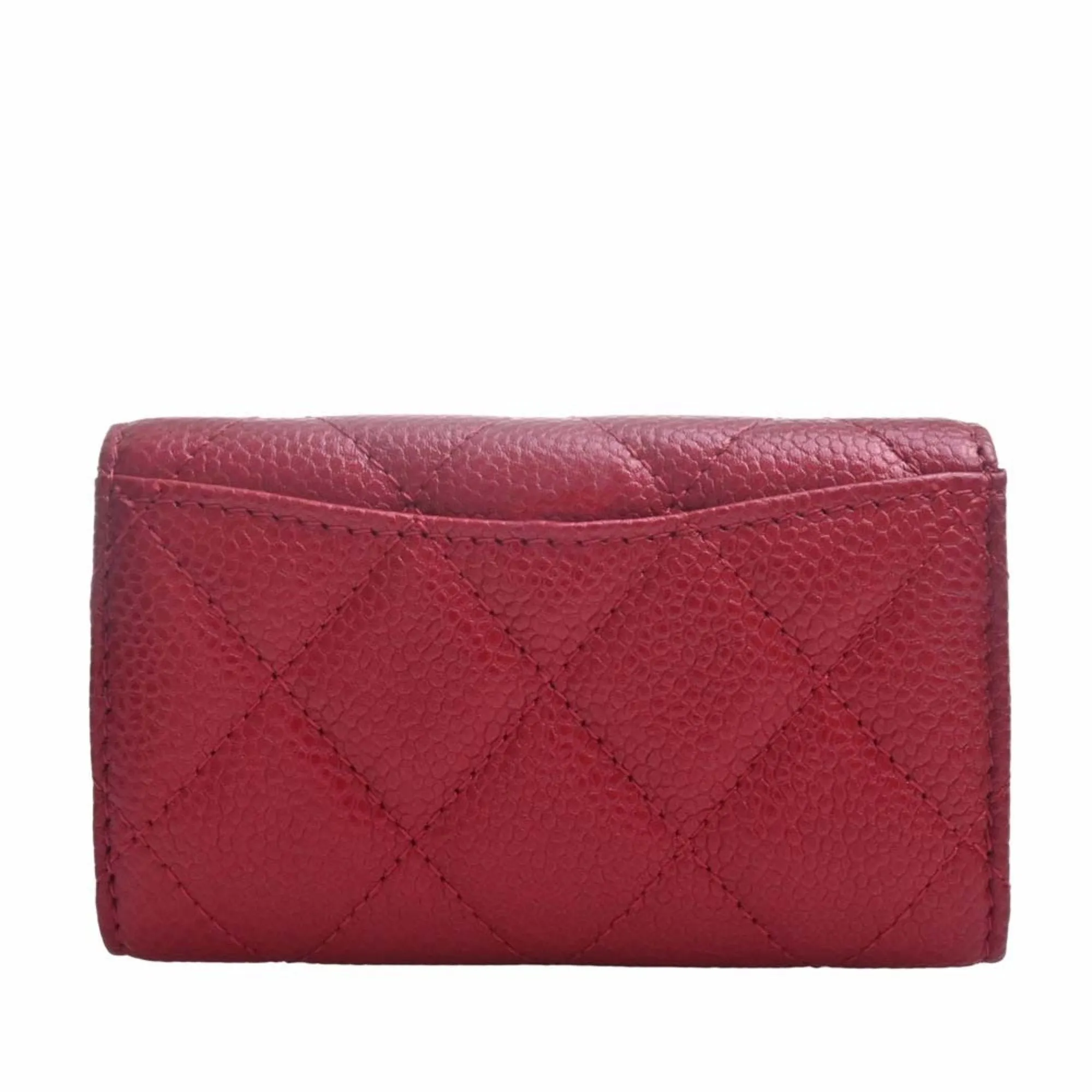 CHANEL Caviar Skin Matelasse Coco Mark 6 Row Key Case Red Ladies