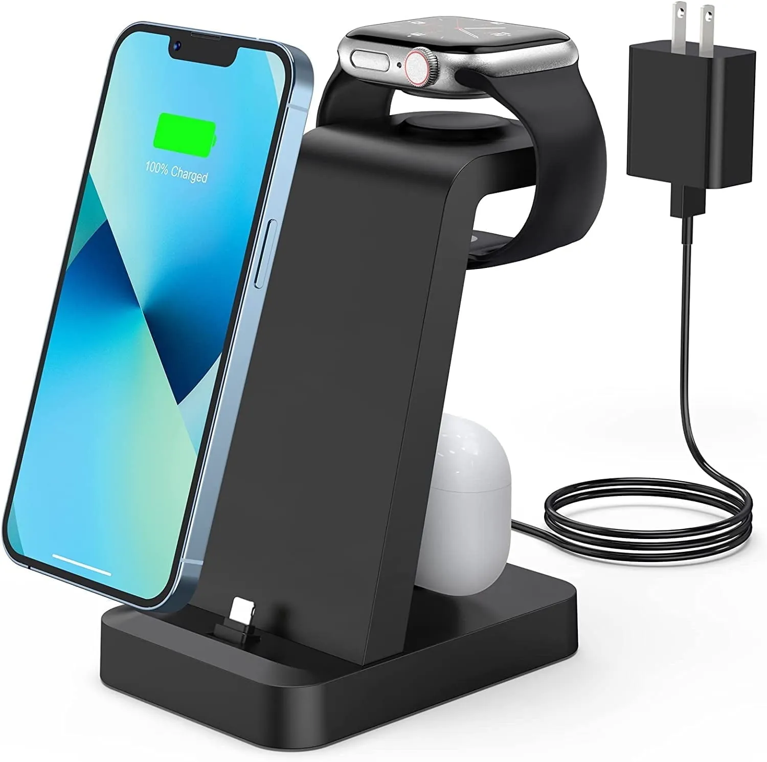 Charging Station for iPhone - ETEPEHI 3 in 1 Wireless Charger for iPhone 14 13 12 11 Pro X Max XS XR, iWatch Charger for Apple Watch Series & Airpods, Black
