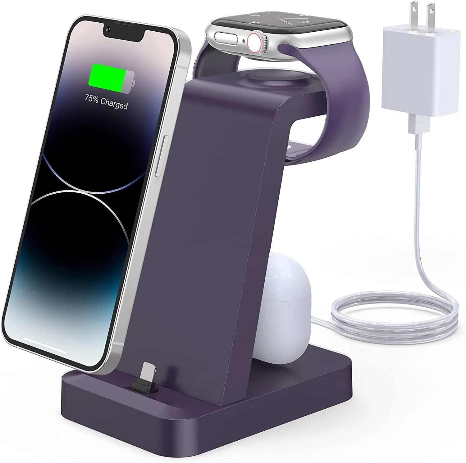 Charging Station for iPhone - ETEPEHI 3 in 1 Wireless Charger for iPhone 14 13 12 11 Pro X Max XS XR, iWatch Charger for Apple Watch Series & Airpods, Black