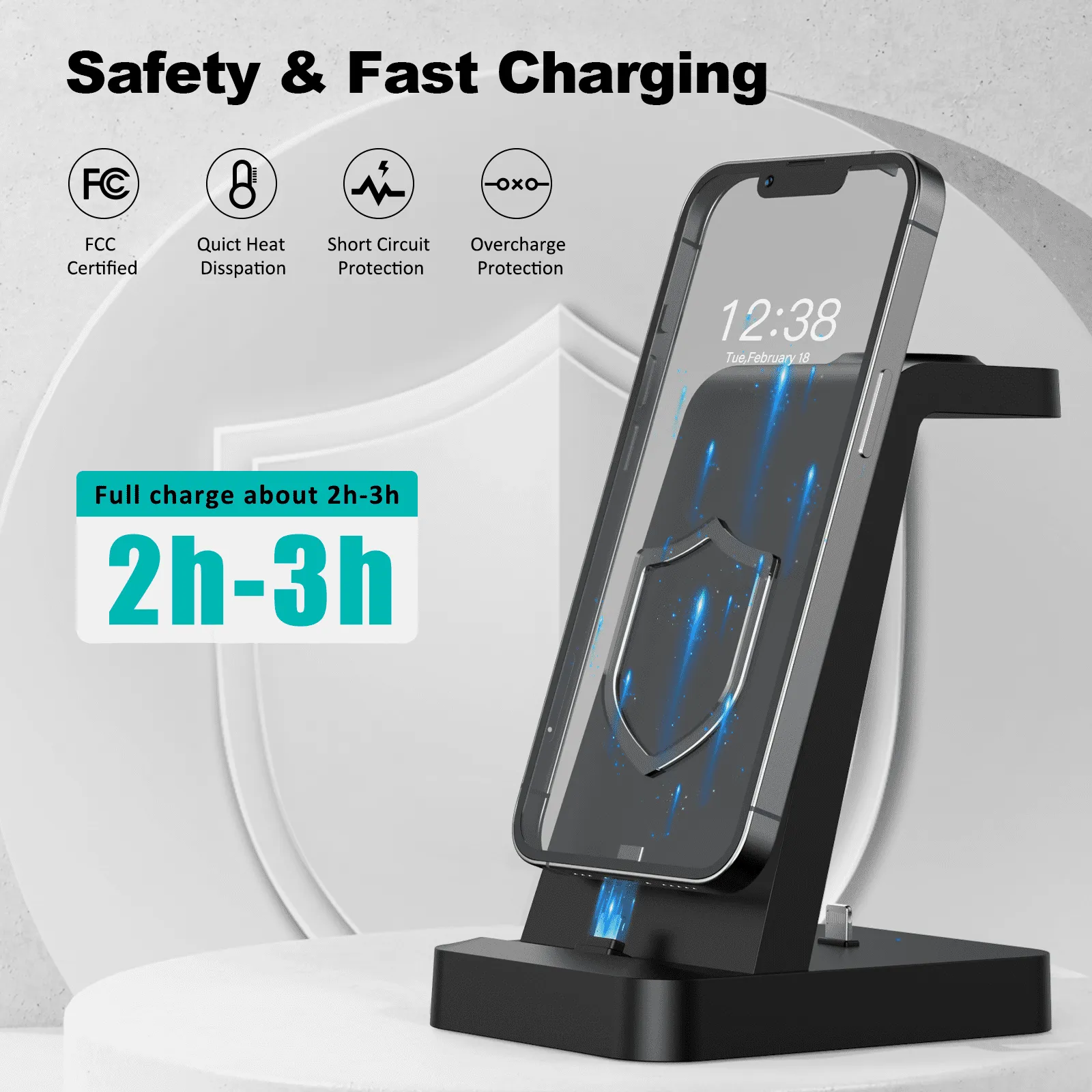 Charging Station for iPhone - ETEPEHI 3 in 1 Wireless Charger for iPhone 14 13 12 11 Pro X Max XS XR, iWatch Charger for Apple Watch Series & Airpods, Black
