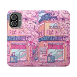 Charming Sakura & Cat Themed Phone Case - Aesthetic Floral Design