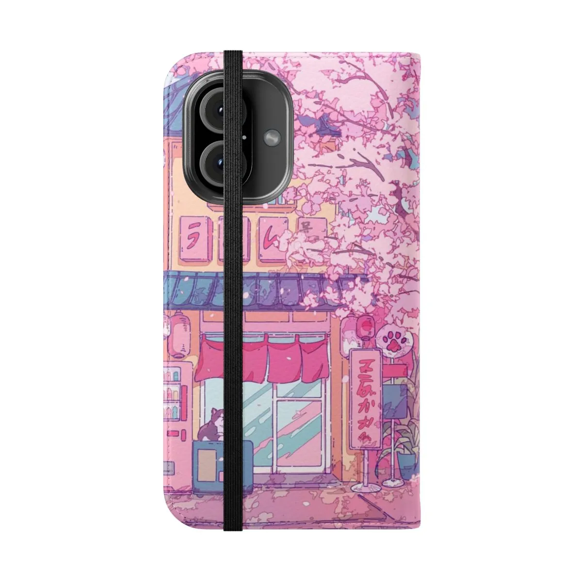 Charming Sakura & Cat Themed Phone Case - Aesthetic Floral Design