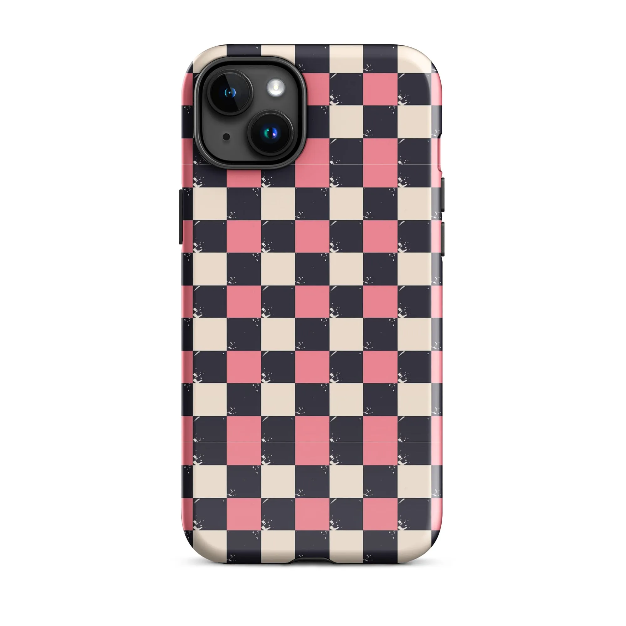 Checkered Black & Pink Tough Case for iPhone®