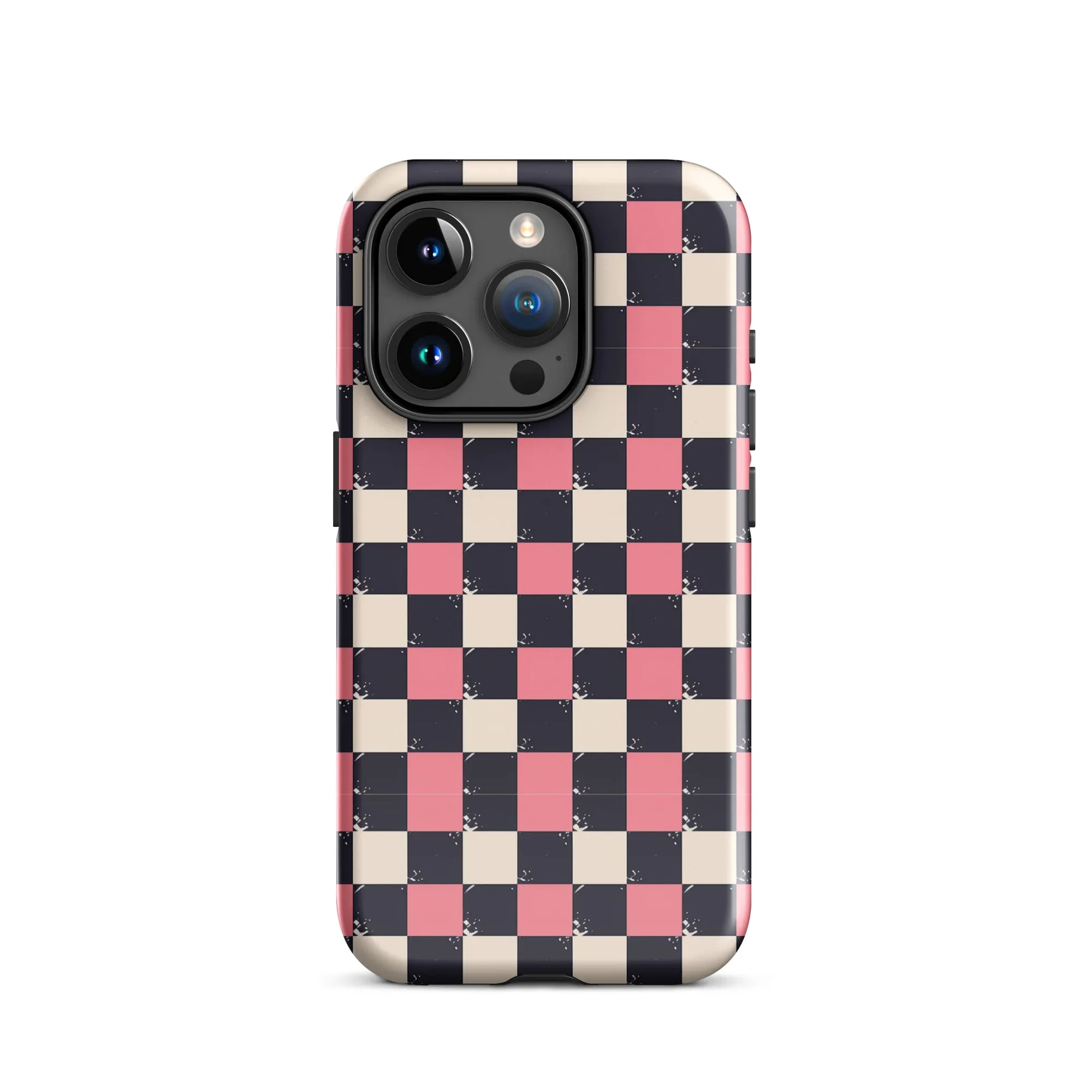Checkered Black & Pink Tough Case for iPhone®