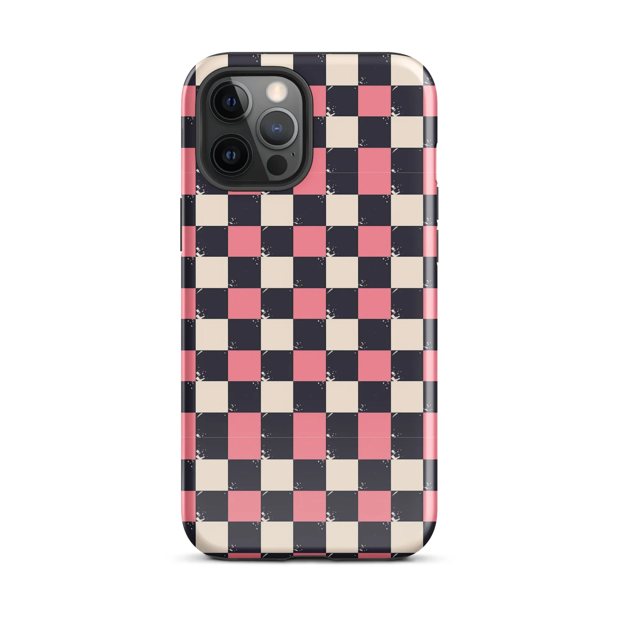 Checkered Black & Pink Tough Case for iPhone®