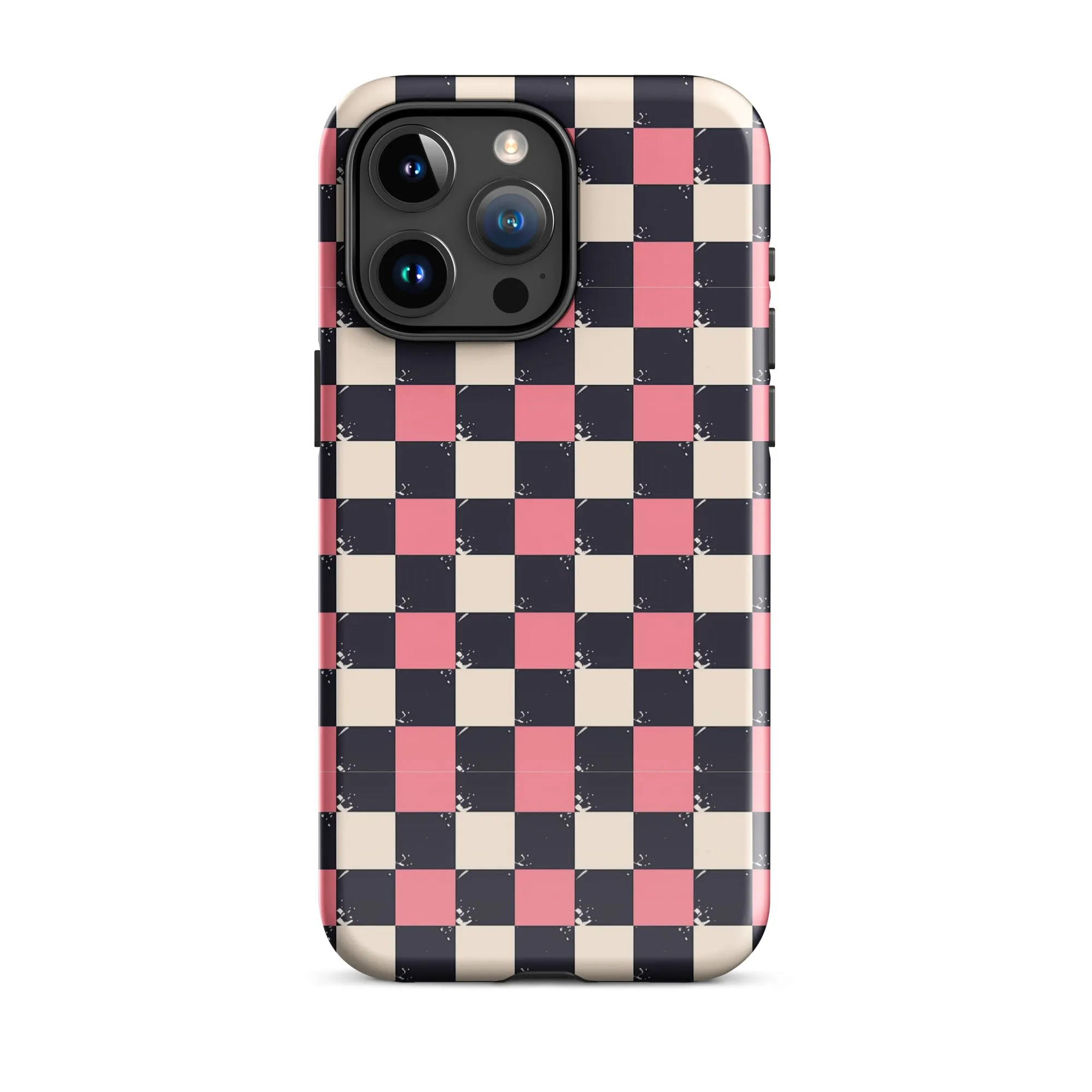 Checkered Black & Pink Tough Case for iPhone®