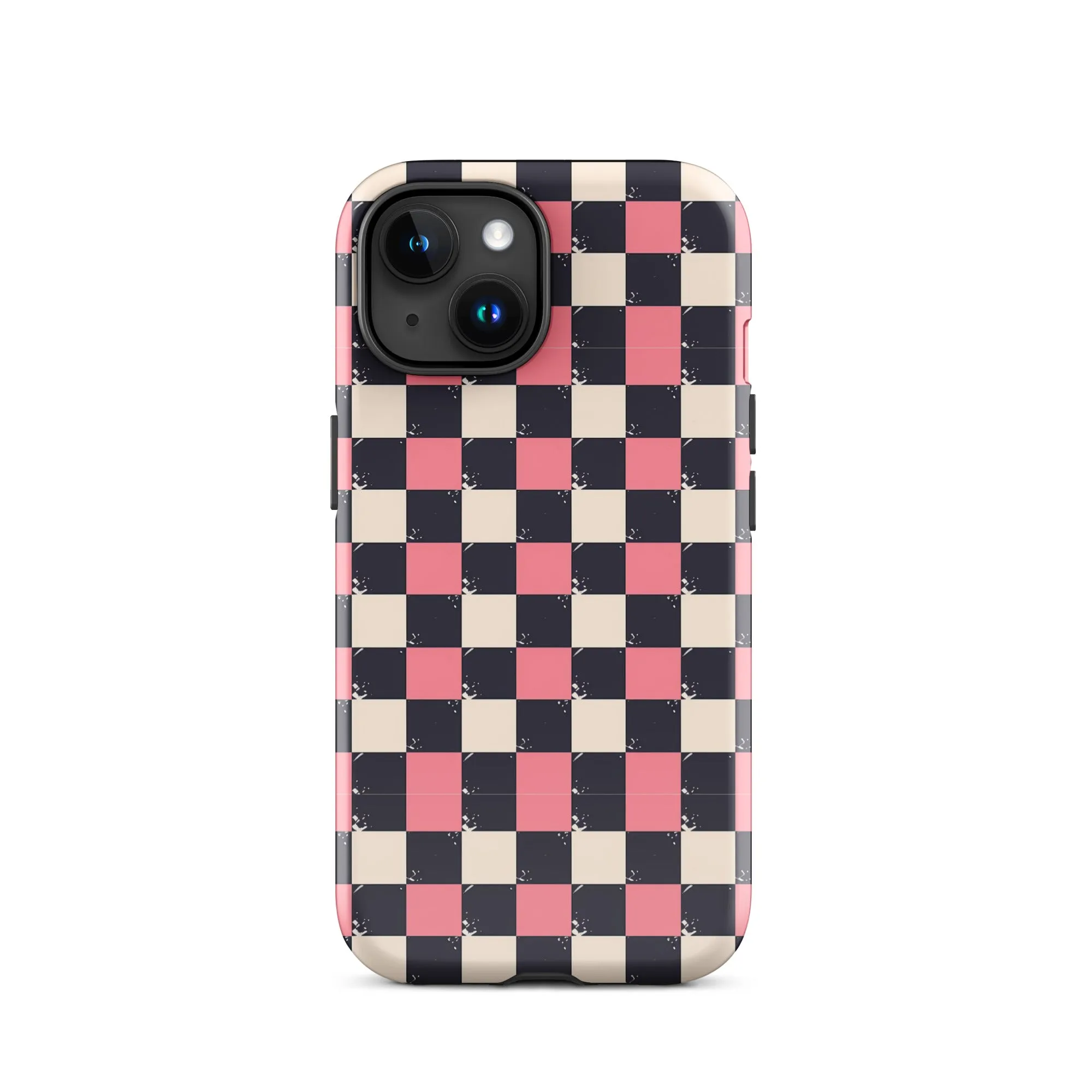 Checkered Black & Pink Tough Case for iPhone®