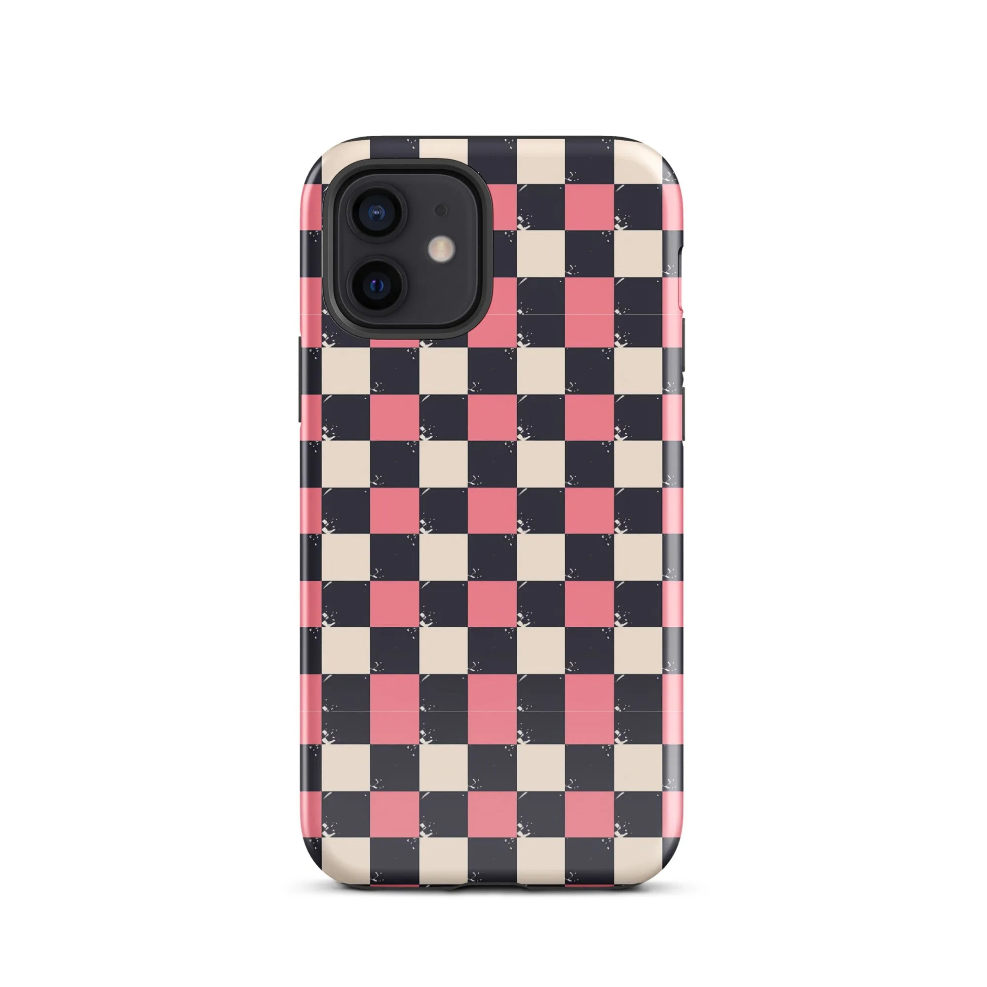 Checkered Black & Pink Tough Case for iPhone®