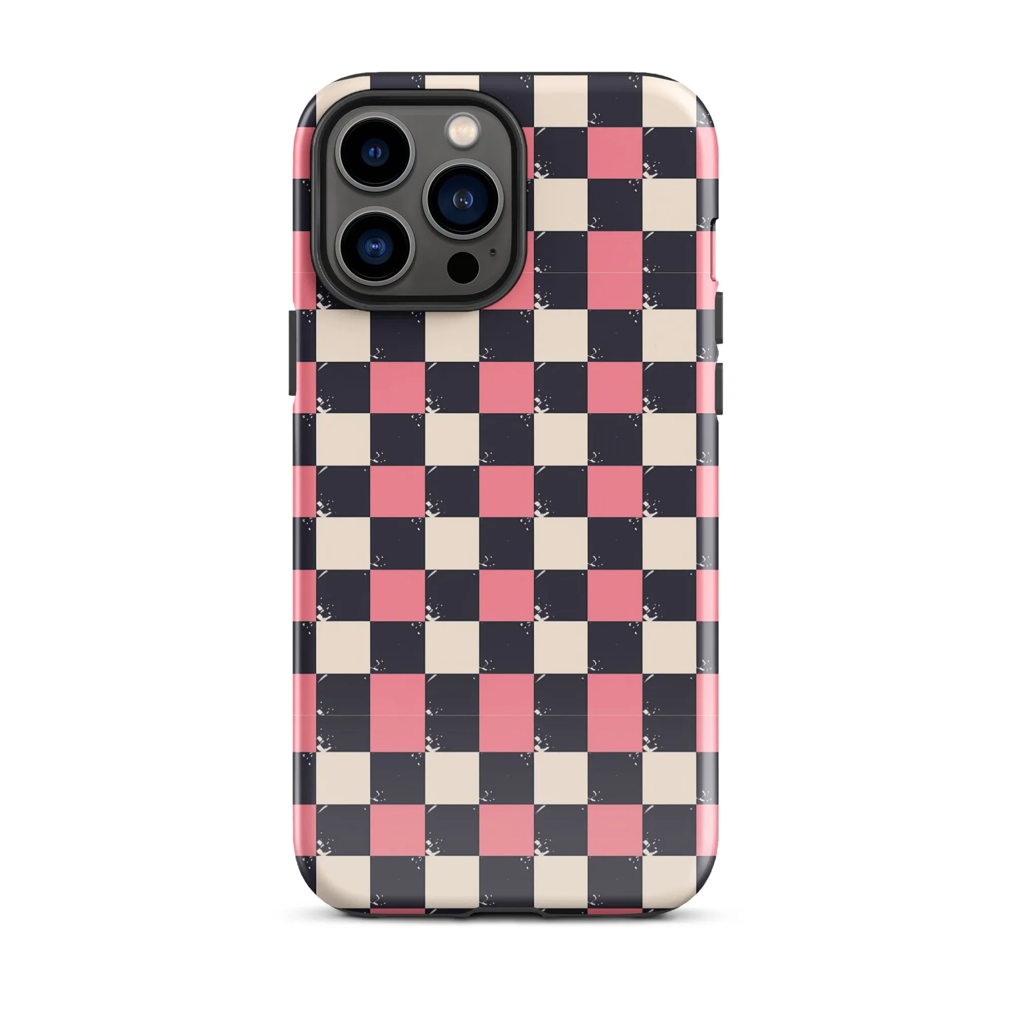 Checkered Black & Pink Tough Case for iPhone®