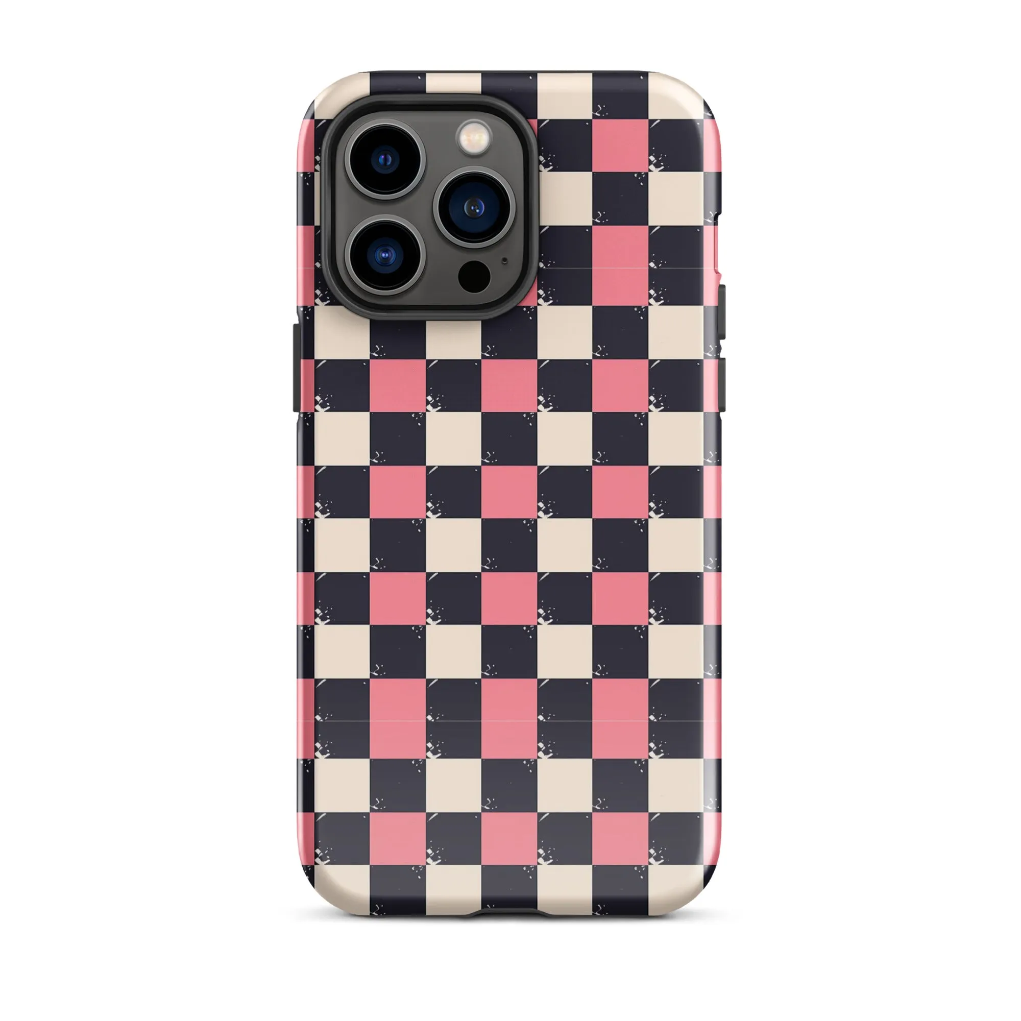Checkered Black & Pink Tough Case for iPhone®