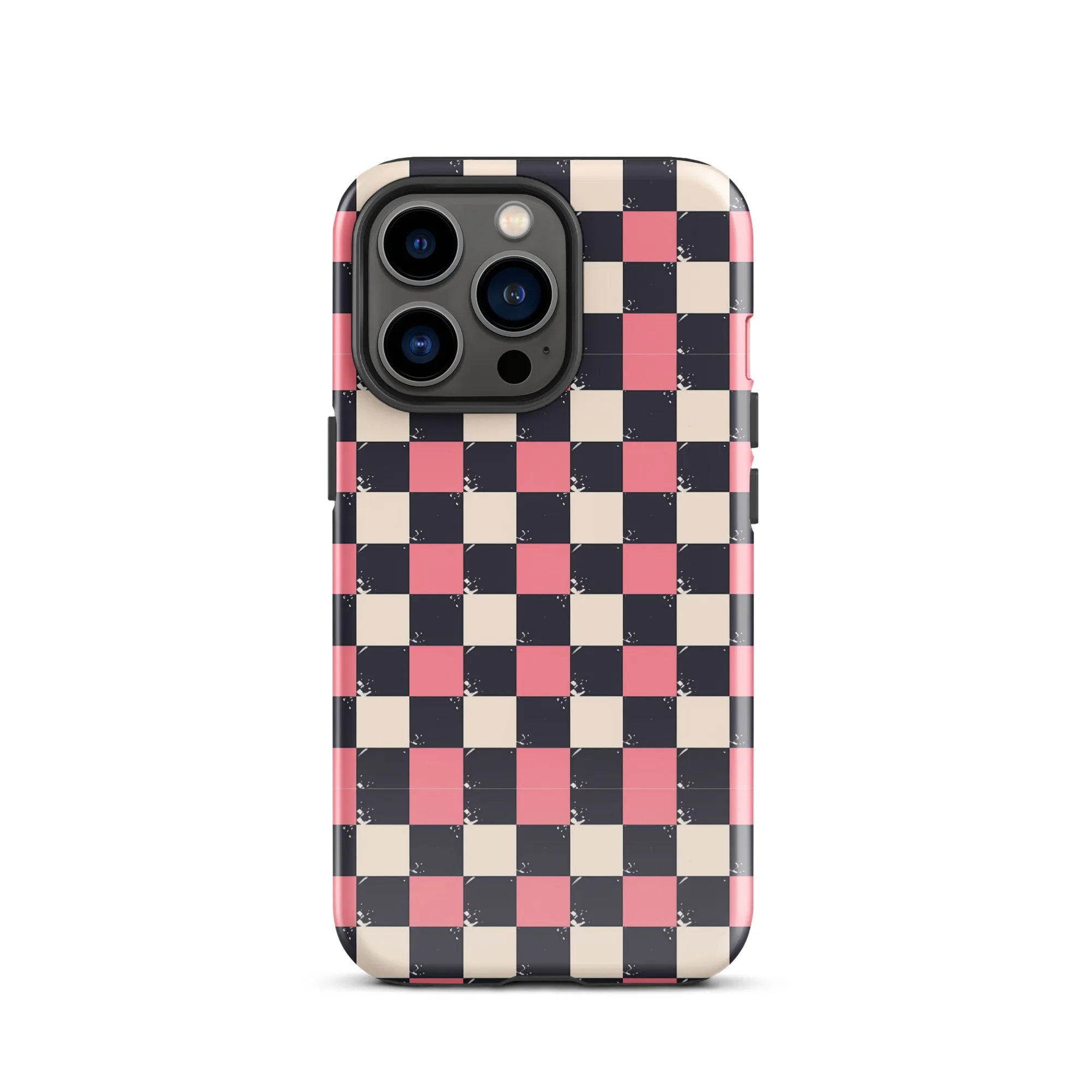 Checkered Black & Pink Tough Case for iPhone®