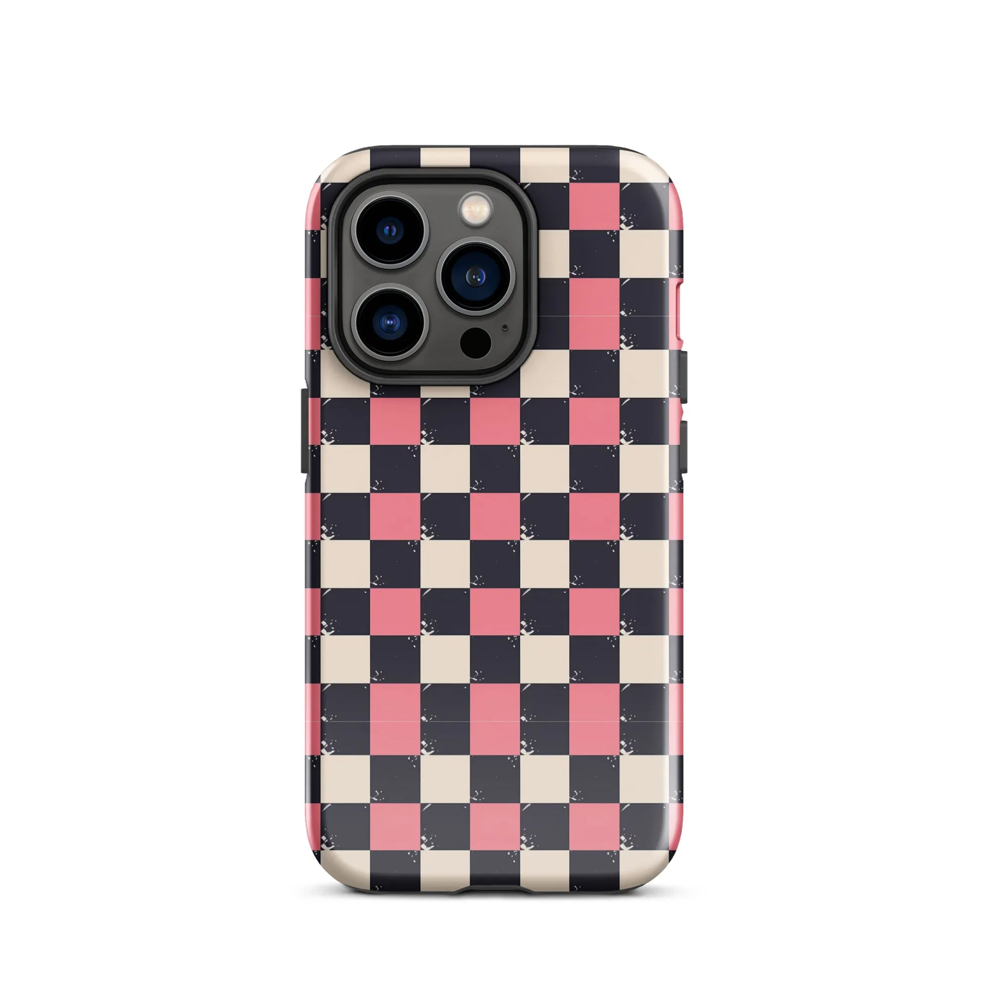 Checkered Black & Pink Tough Case for iPhone®