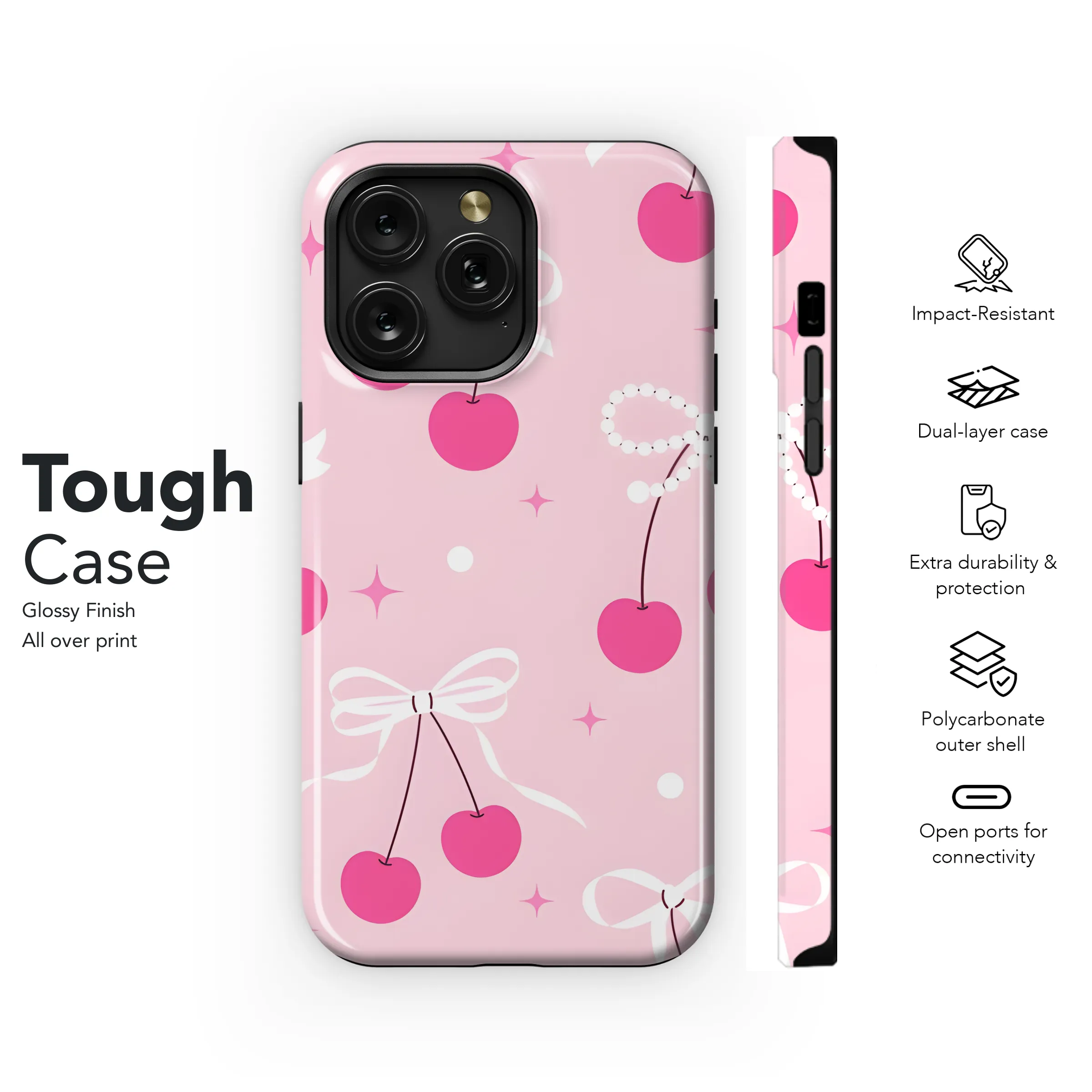 Cherry Bow Seamless Pattern Phone Case iPhone Samsung Cover Pixel 2373