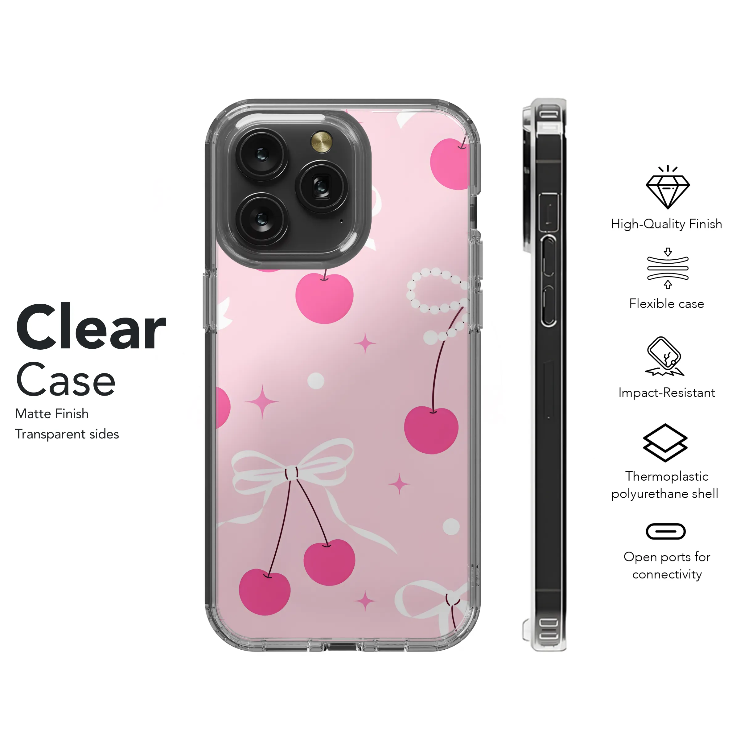 Cherry Bow Seamless Pattern Phone Case iPhone Samsung Cover Pixel 2373