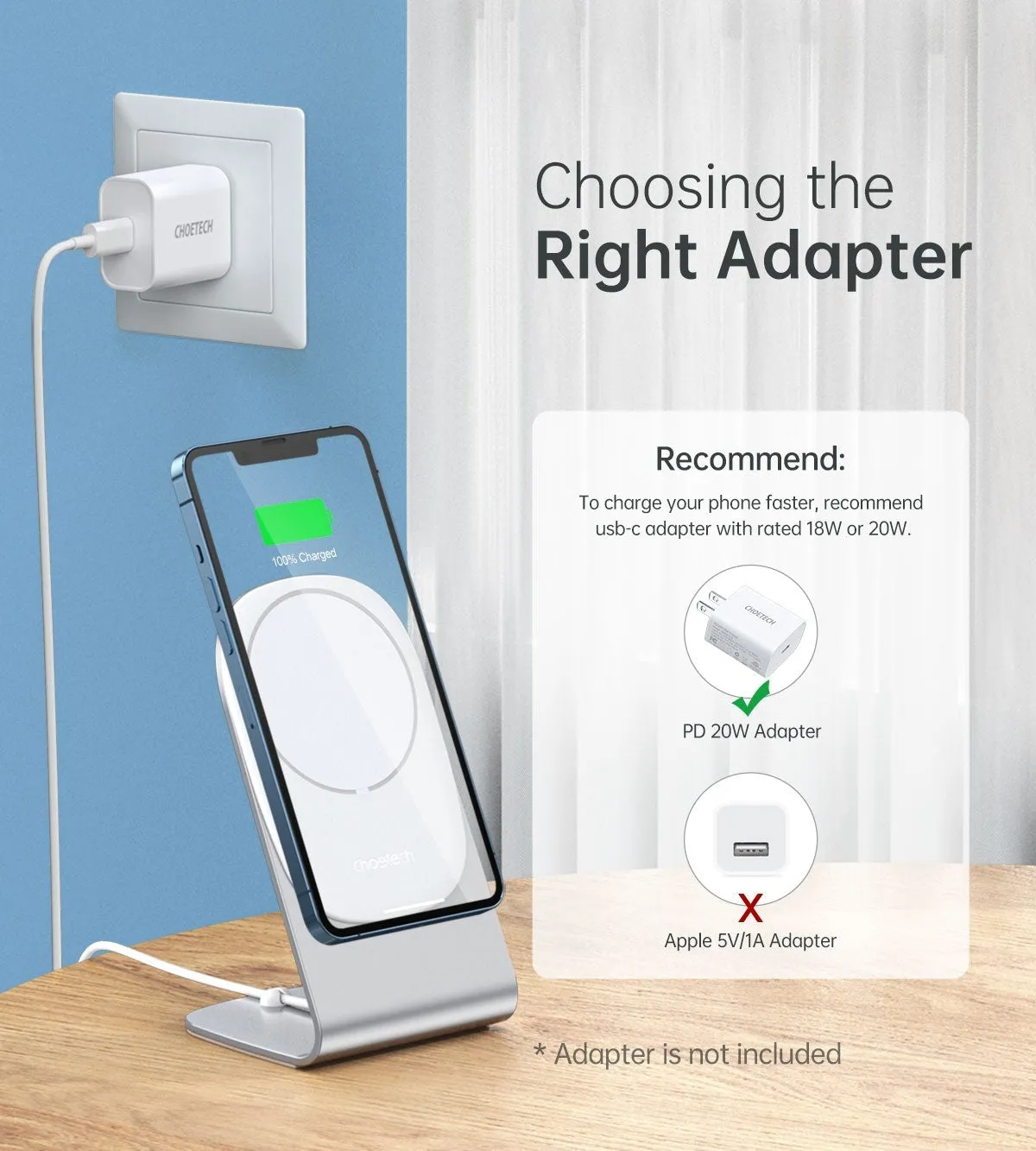 CHOETECH MIX00117SL Magasafe Fast Wireless Charger Stand Holder For iPhone 13/12 (H047 T517)