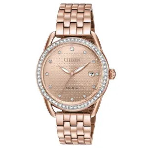 Citizen Drive Women's Stainless Steel Bracelet Band Rose Gold-Tone Dial Watch - FE6113-57X