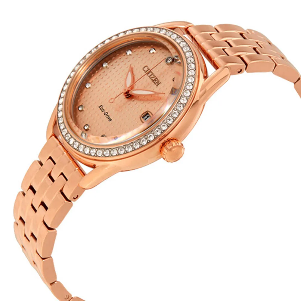 Citizen Drive Women's Stainless Steel Bracelet Band Rose Gold-Tone Dial Watch - FE6113-57X