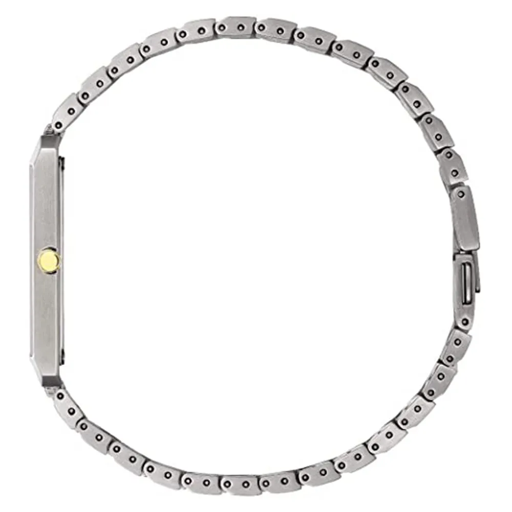 Citizen Unisex Stiletto Eco-Drive Black Dial Silver Band Two Tone Stainless Steel Bracelet Watch - AR3104-55E