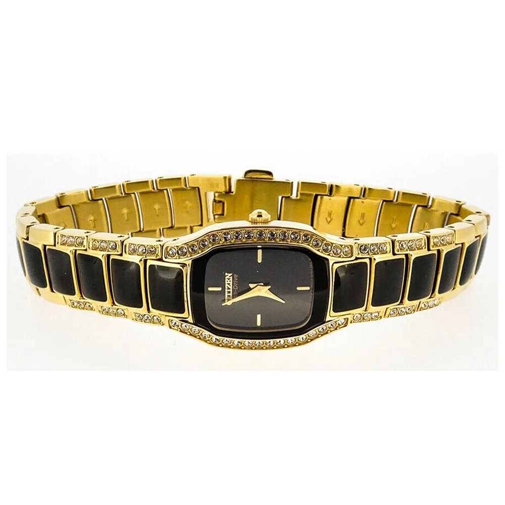 Citizen Women's Eco-Drive Normandie Two-Tone Stainless Steel Bracelet Black Dial Analog Watch - EW9782-51E