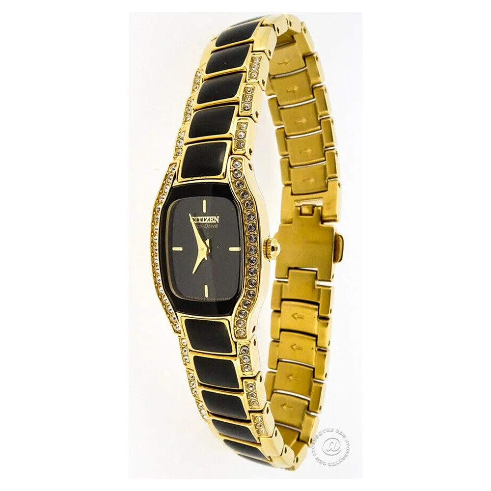 Citizen Women's Eco-Drive Normandie Two-Tone Stainless Steel Bracelet Black Dial Analog Watch - EW9782-51E