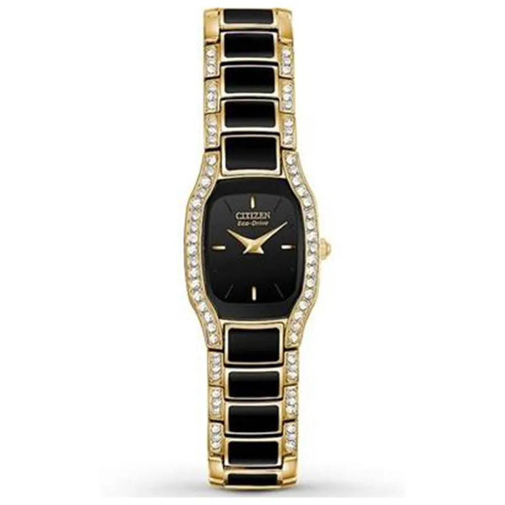 Citizen Women's Eco-Drive Normandie Two-Tone Stainless Steel Bracelet Black Dial Analog Watch - EW9782-51E