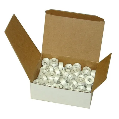 Clear-Glide Class 15 Poly Bobbin in White, Box of 80