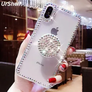 Clear Phone Case Thin Slim Transparent Diamond Stander
