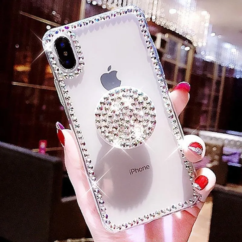 Clear Phone Case Thin Slim Transparent Diamond Stander