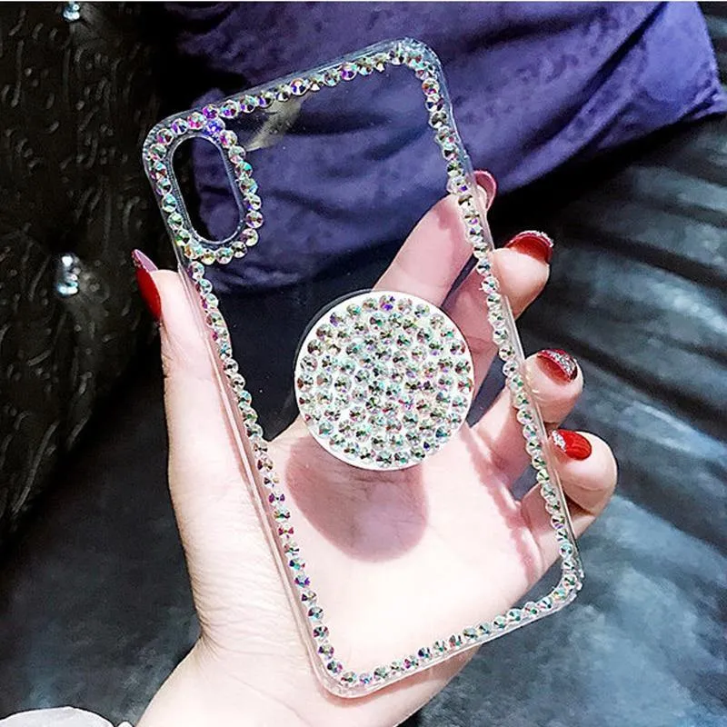 Clear Phone Case Thin Slim Transparent Diamond Stander
