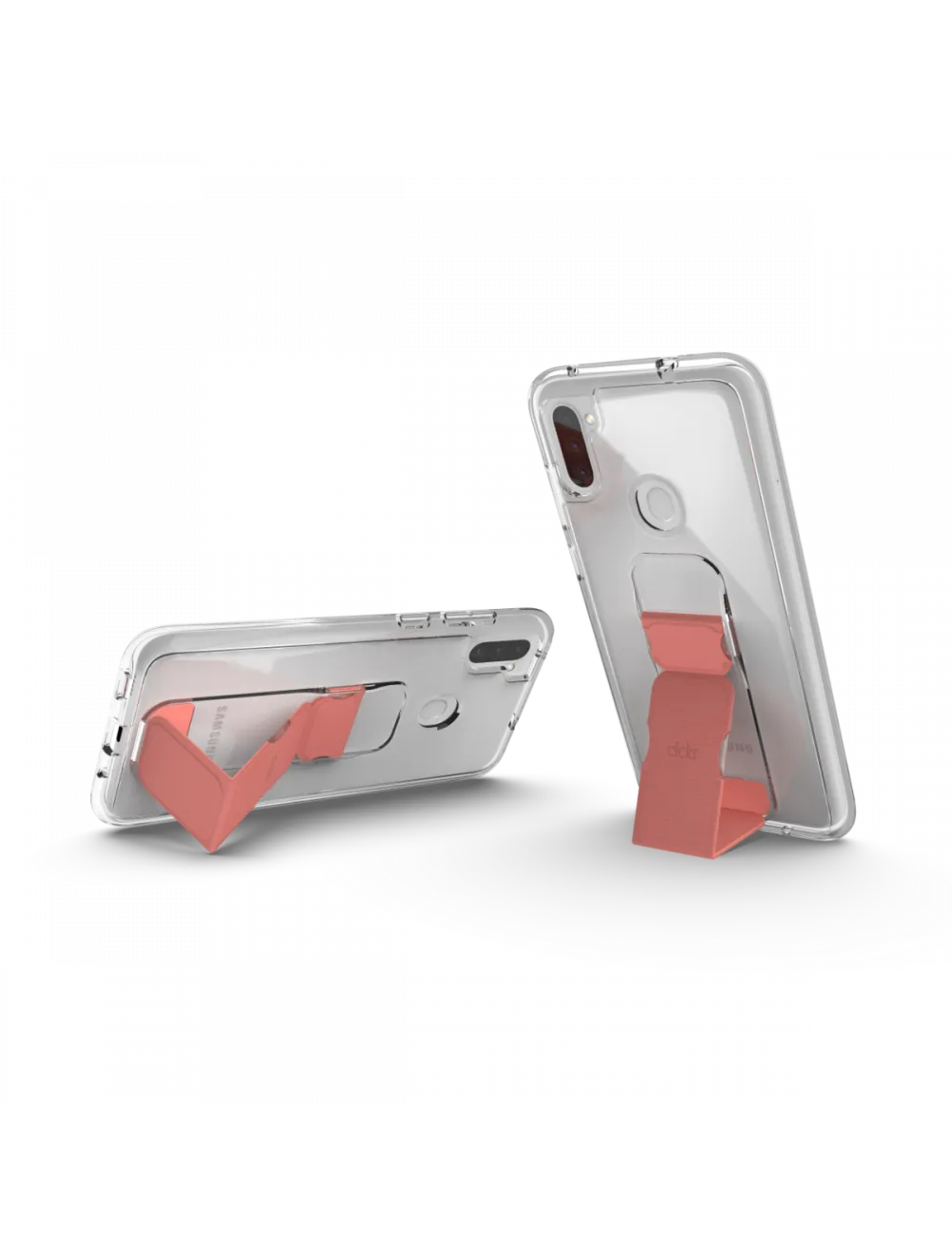 Clear Phone Stand and Grip Case Galaxy A11 - Coral