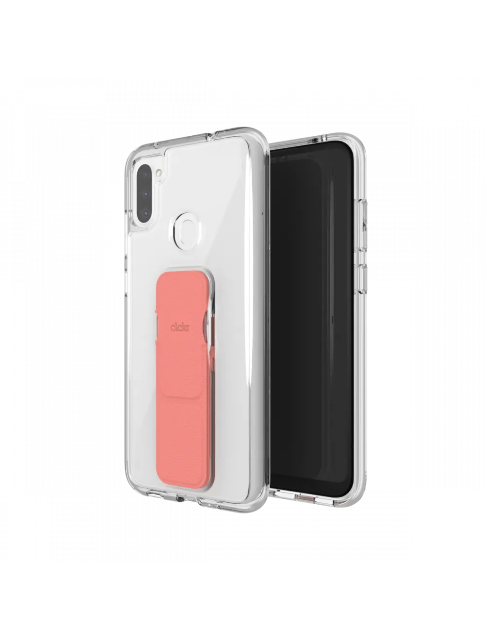 Clear Phone Stand and Grip Case Galaxy A11 - Coral