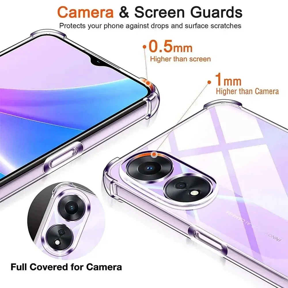 Clear TPU Silicone Phone Case for OPPO A98 A80 A79 A78 A77 A60 A58 A57 A40 A38 A18 A3 Pro Protective Thin Shell Cover